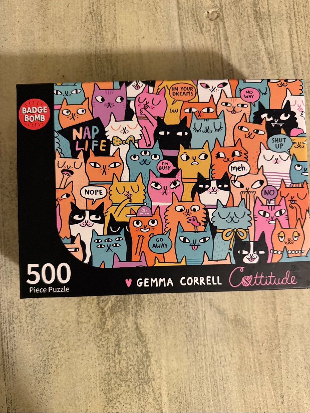 Gemma Correll 'Cattitude' 500-Piece Puzzle - Multicolor Cats